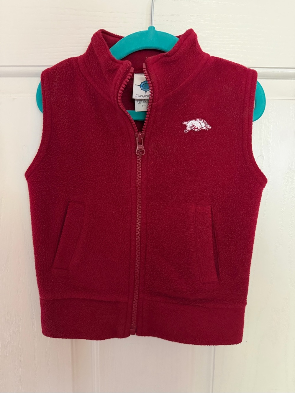 Kids Zip up Red Fleece Vest - Arkansas Razorback Game Day